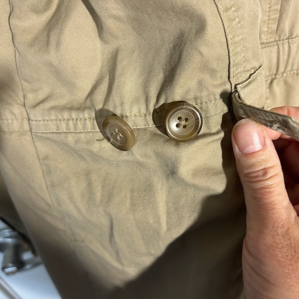 Lands End Utility Jacket Blazer Khaki Tan Size Medium 10-12 100% Cotton Classic - Picture 8 of 12